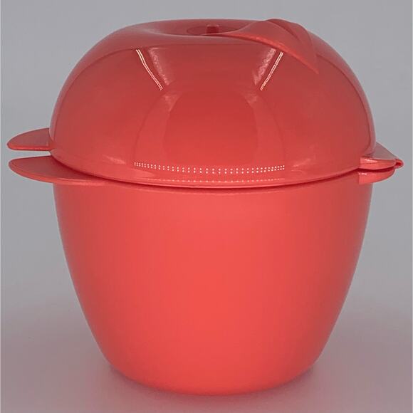 Tupperware Apple Container Shaped Red Treat Snack With Hinged Lid Forget Me Not - Picture 2 of 6